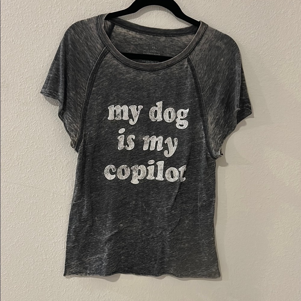 Gray Short Sleeve Tee “My dog is my copilot”